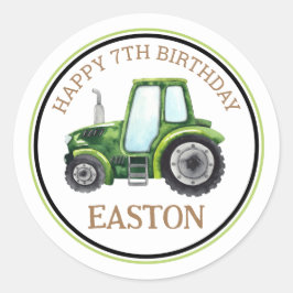 Sticker voor verjaardagsfeestje met groene boerent