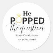 Sticker voor verlovingsfeestje, hij heeft haar ten (Voorkant)