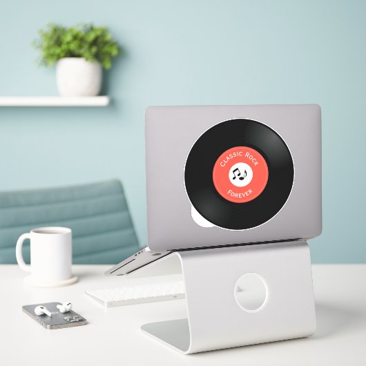  Sticker voor vinylrecord (Laptop op bureau)