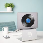 Sticker voor vinylrecord (Laptop op bureau)