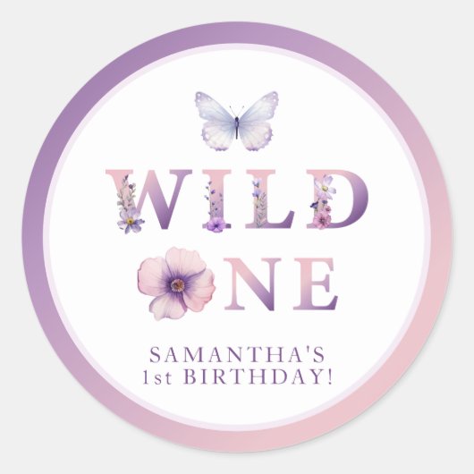 Sticker voor Wild One Floral 1e verjaardagsfeestje (Voorkant)