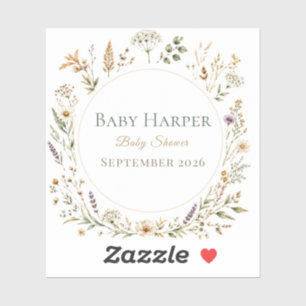 Sticker voor Wildflower Baby Shower Boho Favor
