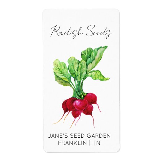 Sticker voor zaadpakket | Radish Seed Label (Voorkant)