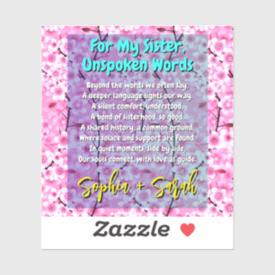 Sticker voor zustergedichten voor haar