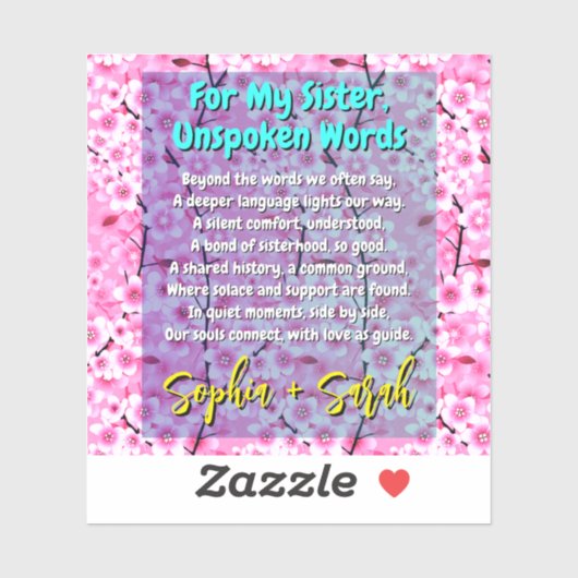 Sticker voor zustergedichten voor haar (Vel)