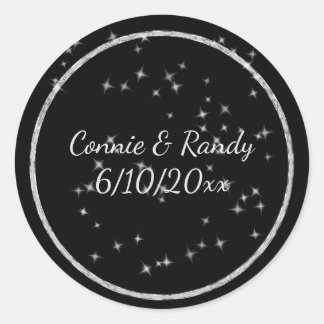 Sticker voor zwart en zilveren monogram bruiloft