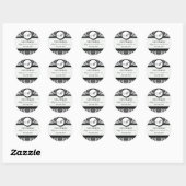 Sticker voor zwart-wit Damask Monogram Wedding (Vel)