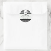 Sticker voor zwart-wit Damask Monogram Wedding (Tas)