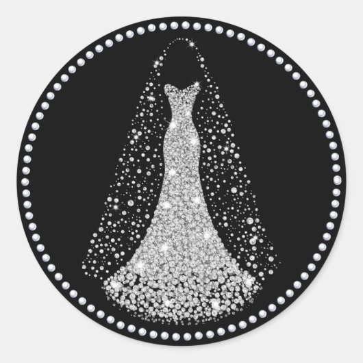 Sticker voor zwarte en zilveren faux Glitter Weddi (Voorkant)