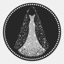 Sticker voor zwarte en zilveren faux Glitter Weddi