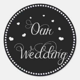 Sticker voor zwarte en zilveren faux Glitter Weddi
