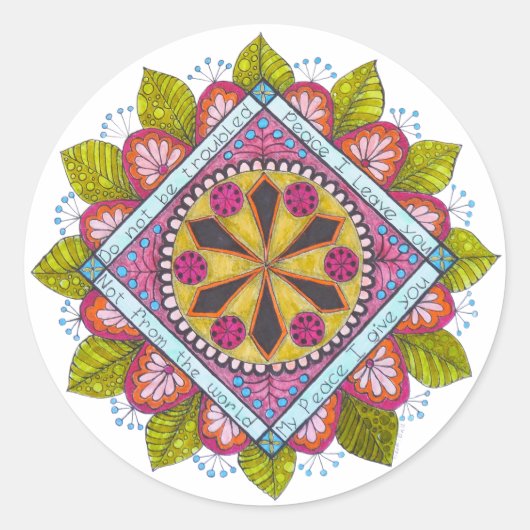 Sticker: "Vrede die ik u geef" Ronde Sticker (Voorkant)