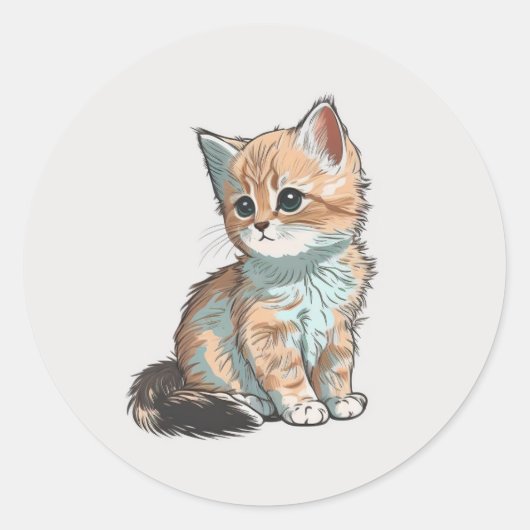 Sticker White Cat Classic Ronde Sticker (Voorkant)