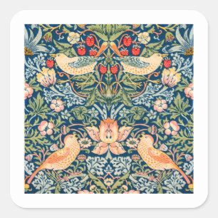 STICKER: WILLIAM MORRIS : STRAWBERRY THIEVES VIERKANTE STICKER