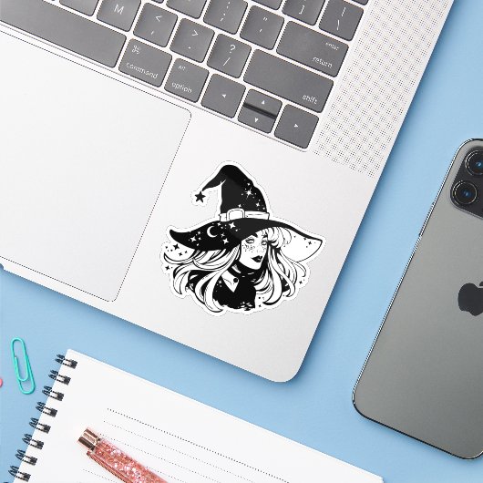 Sticker "Witch" (Laptop met iPhone)