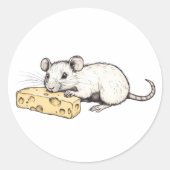Sticker with a picture of a rat with cheese (Voorkant)