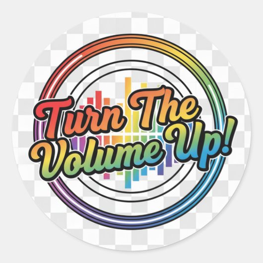 Sticker with feature "Turn the Volume Up" (Voorkant)