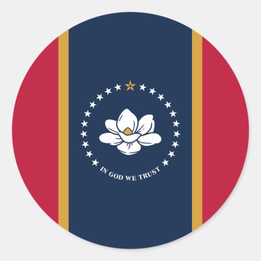 Sticker with Flag of Mississippi State, USA (Voorkant)