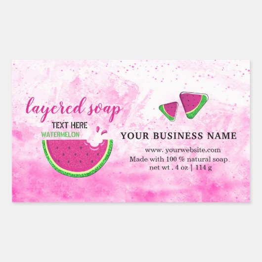 Sticker zeep, gelaagd met slice watermeloen (Voorkant)