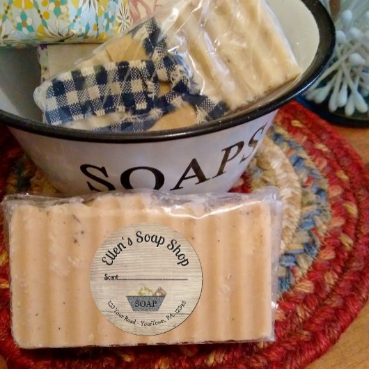 Sticker zeep-product op landstijl