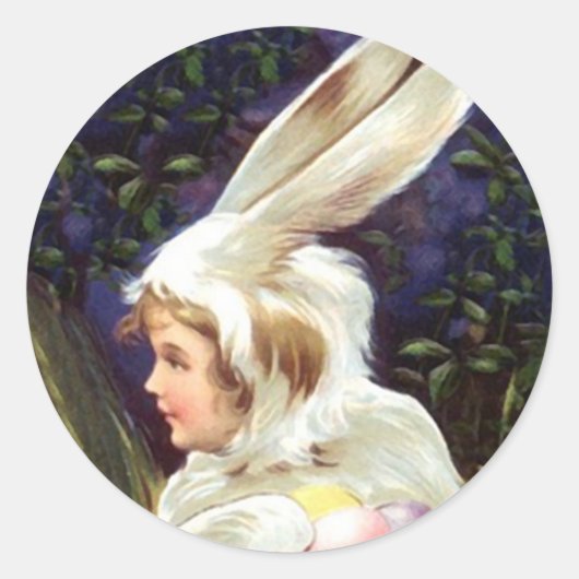 Sticker Zoet Antiek kind Paashaas Kostuum (Voorkant)