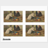 Sticker Zoet Antiek Paashaas eieren kippen (Vel)