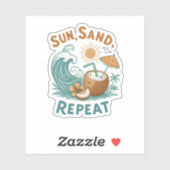 sticker "Zon, Zand, Herhaal" (Vel)