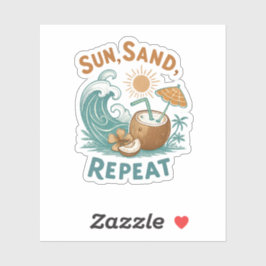 sticker "Zon, Zand, Herhaal"