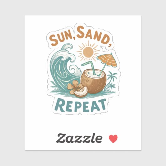 sticker "Zon, Zand, Herhaal" (Vel)