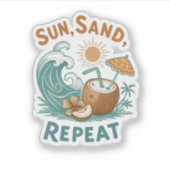 sticker "Zon, Zand, Herhaal" (Voorkant)