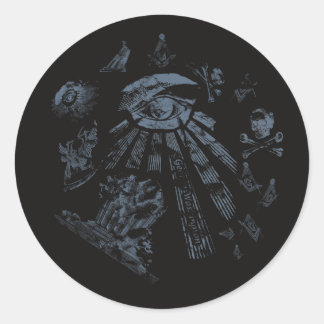 Sticker Zwart Masonic Fantasy Blauw