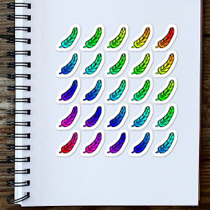 Stickerblad Kleurrijke Veren Klein Regenboog Ombre Sticker