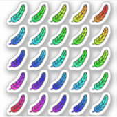 Stickerblad Kleurrijke Veren Kleine Regenboog Ombr Sticker (Voorkant)