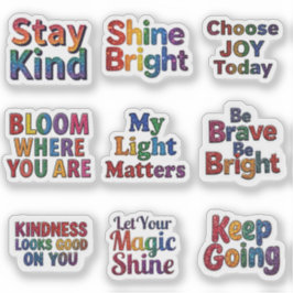 Stickerblad met inspirerende citaten in regenboogg sticker