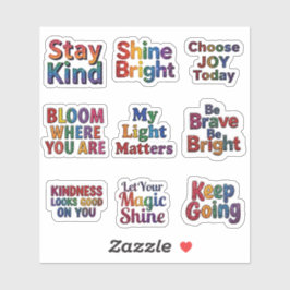 Stickerblad met inspirerende citaten in regenboogg sticker