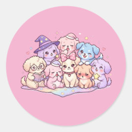 Stickerblad met Malse Pastelkleurige Honden Vriend Ronde Sticker