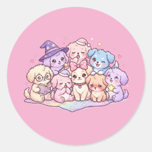 Stickerblad met Malse Pastelkleurige Honden Vriend Ronde Sticker
