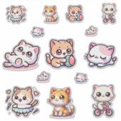 Stickerblad met speelse pootjes en dromerige slaap sticker (Voorkant)