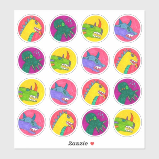 Stickerblad "Monster Draken Gezichten" Sticker (Vel)
