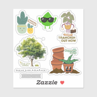 Stickerblad voor plantenliefhebbers—Grappige mix Sticker