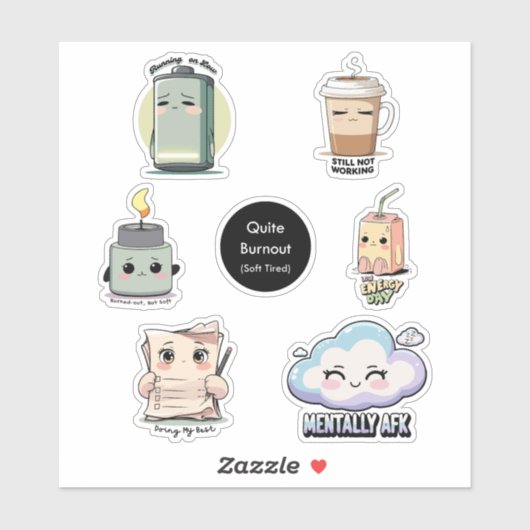 Stickerblad voor stille burn-out | Zachte stickers (Vel)
