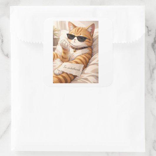 StickerFAFO – So Unbothered Cat Vierkante Sticker (Tas)