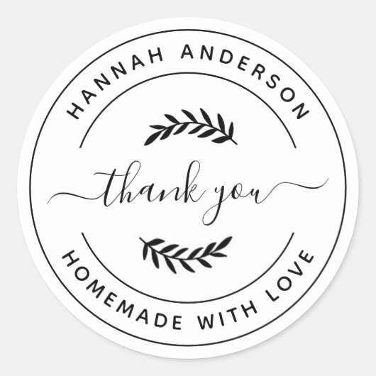 StickerMaak je eigen homemade met liefde bedankt Ronde Sticker (Voorkant)