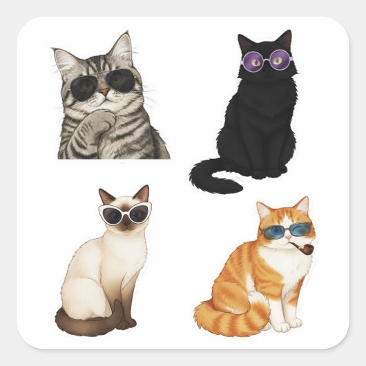stickerpak met grappige kattenmemes vierkante sticker (Voorkant)