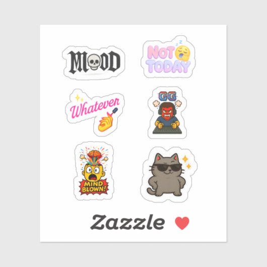 Stickerpakket - 5 coole tekst emoji-stickers sticker (Vel)