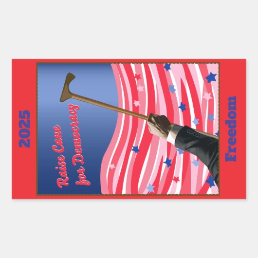 StickerRaise Cane Democratie Rechthoekige Sticker (Voorkant)