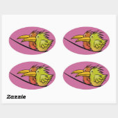 Stickers, 2 Vogels op een draad Ovale Sticker (Vel)