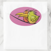 Stickers, 2 Vogels op een draad Ovale Sticker (Tas)
