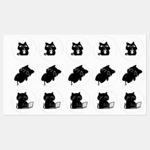 Stickers - 3 dikke zwarte katten vel