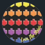 Stickers "3D Dreidels" Happy Chanukah<br><div class="desc">Hanukkah/Vakantige stickers, personaliseren. Happy Chanukah "3D Dreidels". Kies uit 1 1/2-inch en 3-inch stickers. Personaliseer door tekst met uw eigen bericht te schrappen en te vervangen. Kies uw favoriete doopvontgrootte, stijl, en kleur. De achtergrondkleur kan worden gewijzigd door een andere kleur te selecteren dan kleurstalen. Bedankt om te stoppen en...</div>